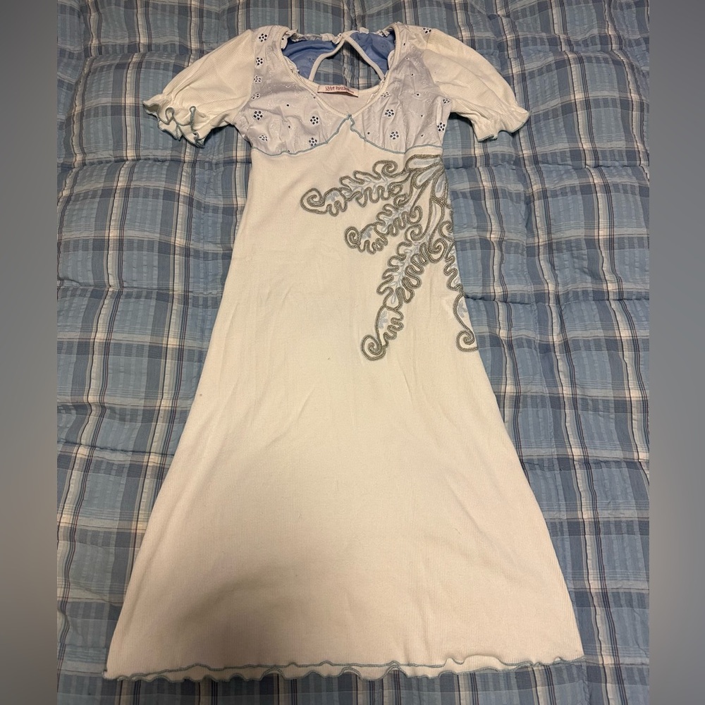 White Dress with Embroidered Details